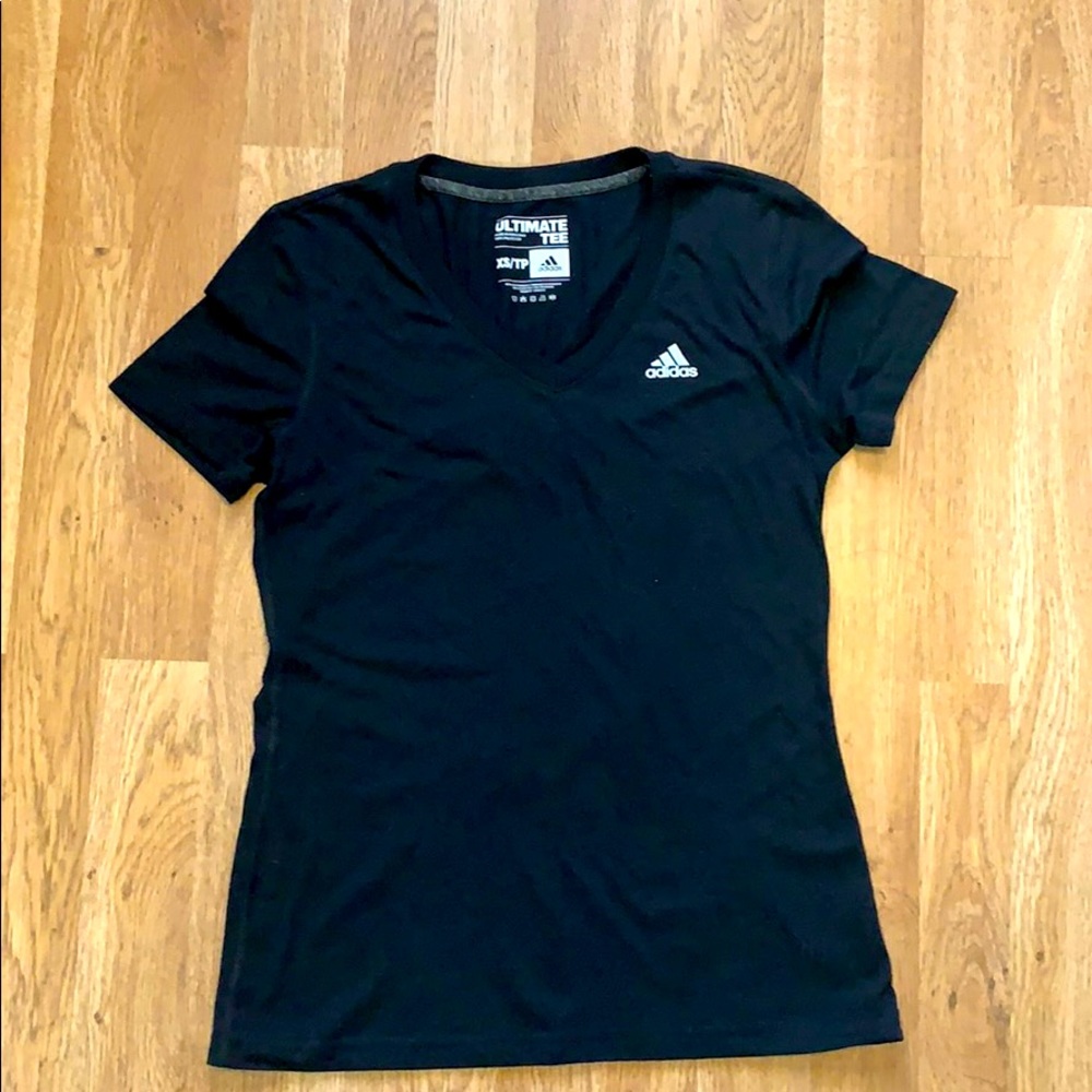 Black v neck adidas top